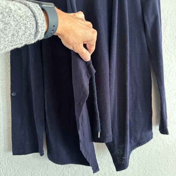 T by Talbots Navy Blue Cardigan Sweater Drawstring Athleisure Travel Loungewear - Picture 3 of 7